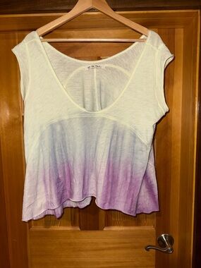 Free People Cream to Lavender Ombre Cap Sleeve Swing Tee